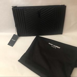 YSL monogram document holder in matelassé leather